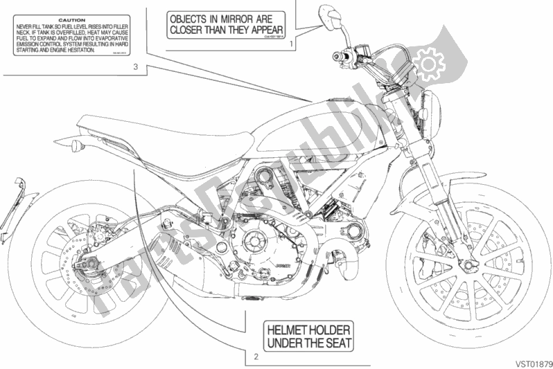 All parts for the Positioning Plates of the Ducati Scrambler Icon Thailand USA 803 2019